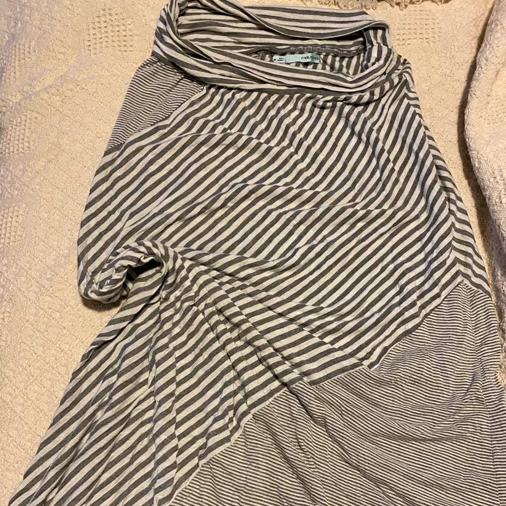 Maurices Asymmetrical Black and White Striped Skirt